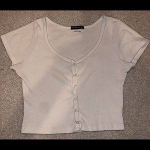 Brandy Melville white button up tee
